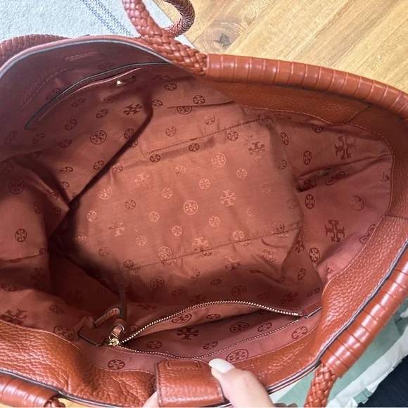 Tory Burch Taylor Desert Spice Rust Sienna Pebbled Leather Tote Bag - Picture 7 of 8